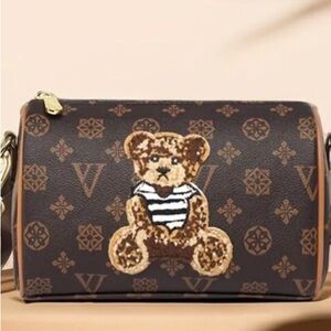 Fun Purse or Makeup Bag Designer Inspired Brown Color Zipper Clousire